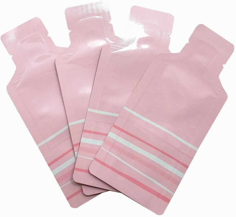 100 Pack 2.36x4.7 inch Heat Seal Sample Mylar Packets for Portable Travel Toiletries Empty Disposable Liquid Shampoo Pouch Single Serving Coffee Powder Condiments Food Storage (Pink)