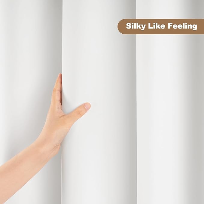 UFRIDAY White Short Shower Curtain Liner Premium PEVA 72 x 66 inch,Heavy Duty Shower Curtain with 3 Weighted Magnets, Plastic Waterproof Grey Shower Curtains for Bathroom with 12 Hooks