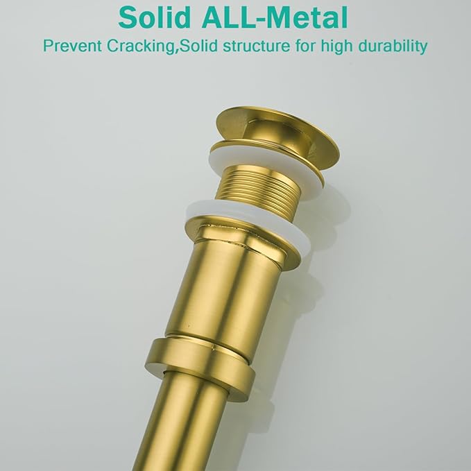 Brass Round Bottle P-Trap with Pop Up Drain Stopper,1 1/4 Adjustable Basin Sink Waste Drain Trap Kit without Overflow, Champagne Bronze P Trap