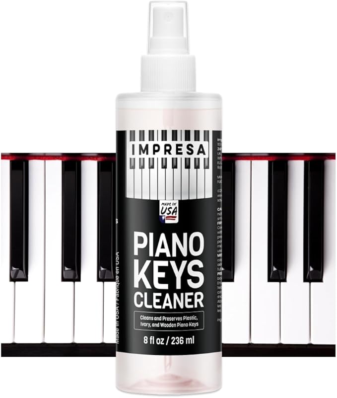 IMPRESA Piano Key Cleaner Spray - Piano Keyboard Cleaning Kit & Solution - Non-Toxic Low-Odor Keyboard Cleaner for Grand & Baby Grand Keys - 8 Fl Oz, Clear, Pack of 1