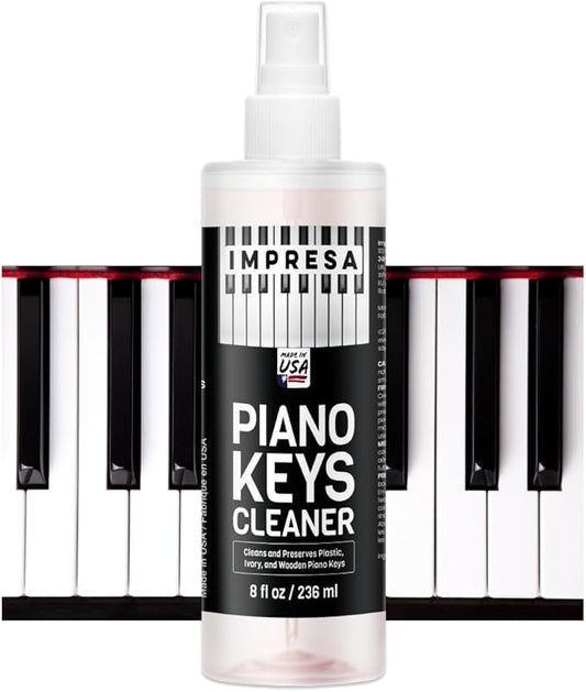 IMPRESA Piano Key Cleaner Spray - Piano Keyboard Cleaning Kit & Solution - Non-Toxic Low-Odor Keyboard Cleaner for Grand & Baby Grand Keys - 8 Fl Oz, Clear, Pack of 1