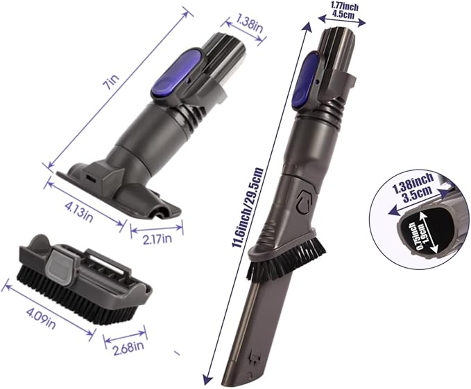 Upgraded Removable two-in-one Tool Brush for D-Shaped Vacuum Replacement Parts Compatible with Shark Pet Cordless Stick IX141 IZ462H IZ483H IZ363HT IZ361H IZ163H IZ362H Crevice Tool Brush Attachments