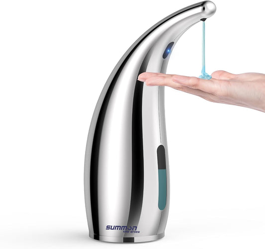 Automatic Liquid Soap Dispenser,300ML Touchless 4 Gear Adjustable,Countertop Electric Battery Operated Silver Hand Soap Dispenser with Sensor for Bathroom,Kitchen,Office