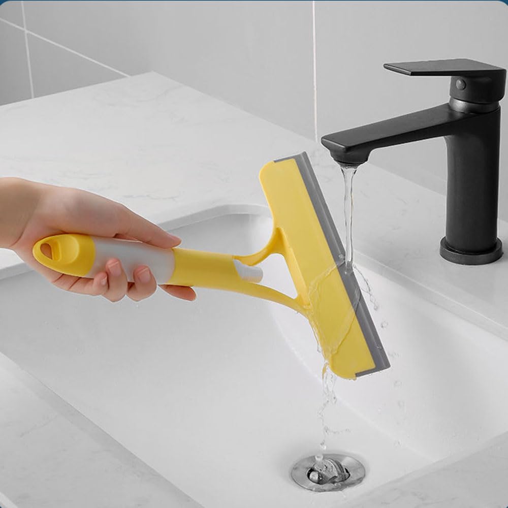 3 in 1 Window Cleaning Scraper, 3 in 1 Window Cleaner Squeegee, Scraper for Cleaning Windows, All-Purpose Window Squeegee with Sprayer for Glass, Wall, Kitchen, Car (White+Blue)