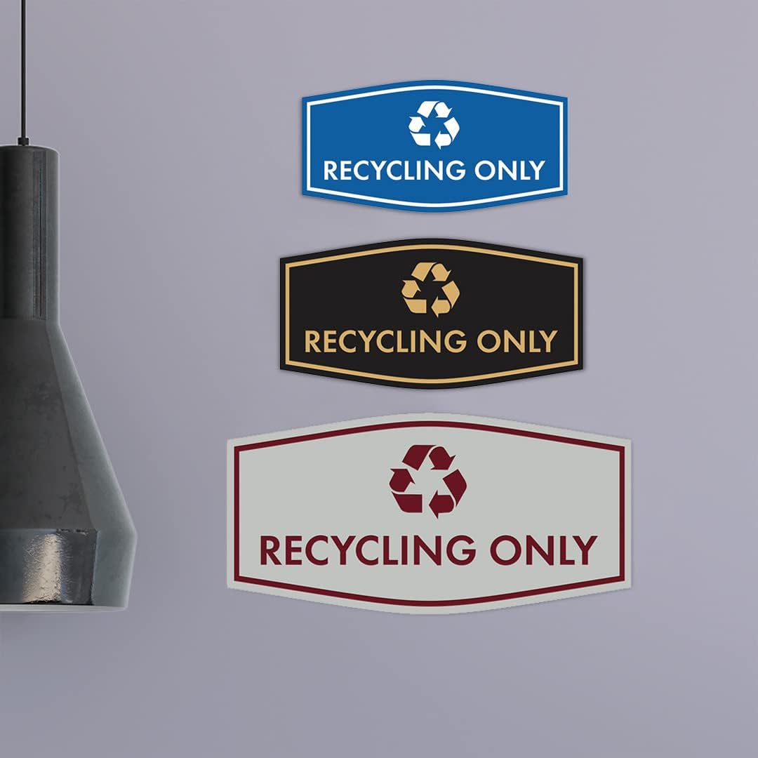 Fancy Recycling Only Sign (White/Red) - Medium