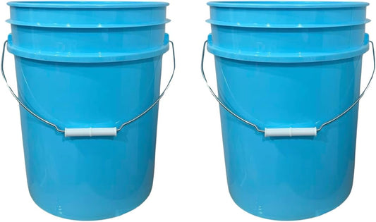 House Naturals 5 Gallon Premium HPDE Plastic Bucket - Made in USA Food Grade Storage Container, BPA Free All Purpose Pail (2, Aqua)
