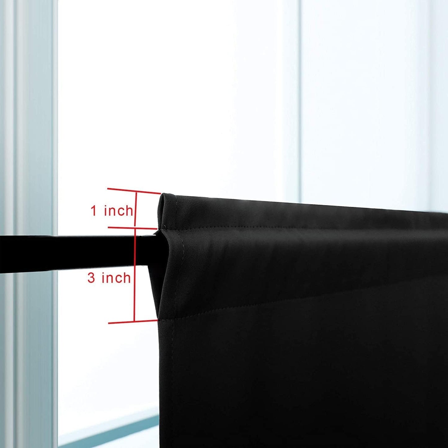 Pickluc Rod Pocket Tier Curtain - Half Blackout Curtain for Kitchen, Bathroom, Cabinet, Basement, 42 Inches Wide and 24 Inches Long, Black, 2 Panels