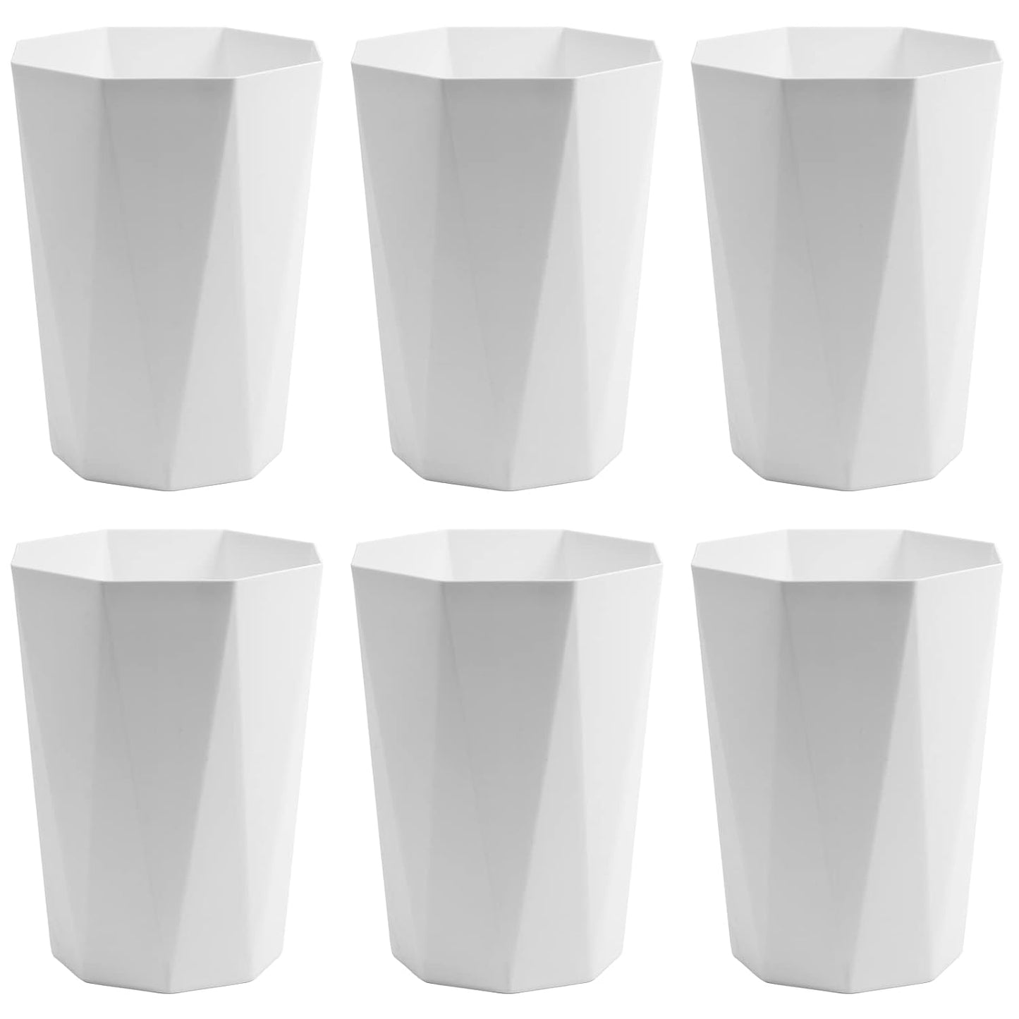 12L Trash Can Wastebasket Plastic Trash Bin Garbage Container Rubbish Can Paper Basket Office Organizer for Bedroom Home Office, 6 White