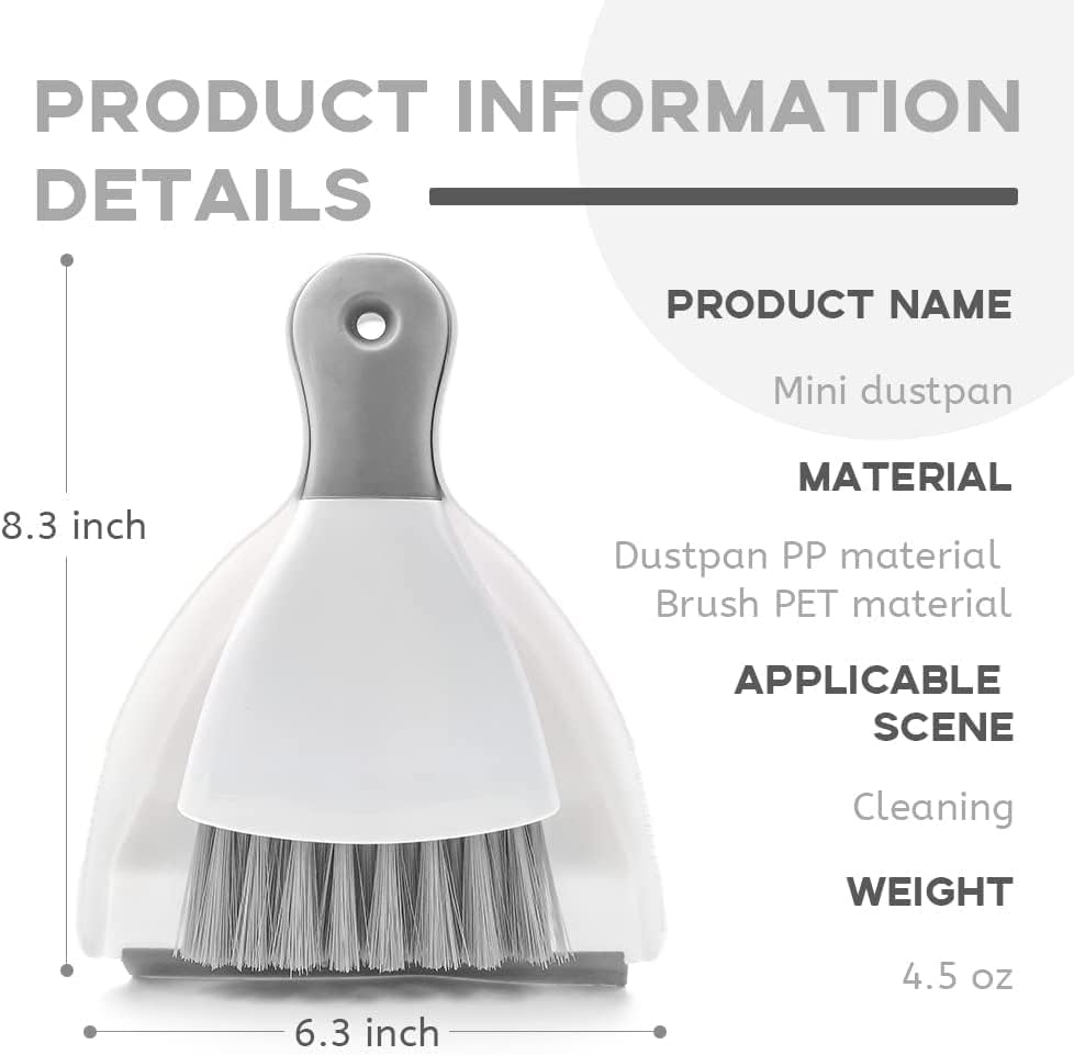 Dust Pan Broom Brush Dustpan - Dustpan and Brush Set, Mini Dust Pans with Brushes, Handheld Broom Cleaning for Tables, Keyboards, Guinea Pig Cage, and Cat Litter, etc.（Gray 3 Set）