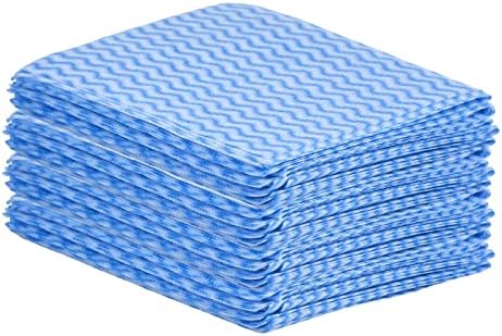 Superio Handy Wipes for Kitchen - Blue Reusable Multi-Purpose Heavy-Duty Cleaning Cloth for House, Bathroom, and Office. Disposable Dish Towel (20)