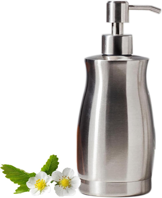 Brushed Stainless Steel Countertop Soap Dispenser Rust and Leak Resistant Hand Soap Pump with Funnel for Kitchen Countertops and Bathroom Dispensers (13.5 oz/400 ml)