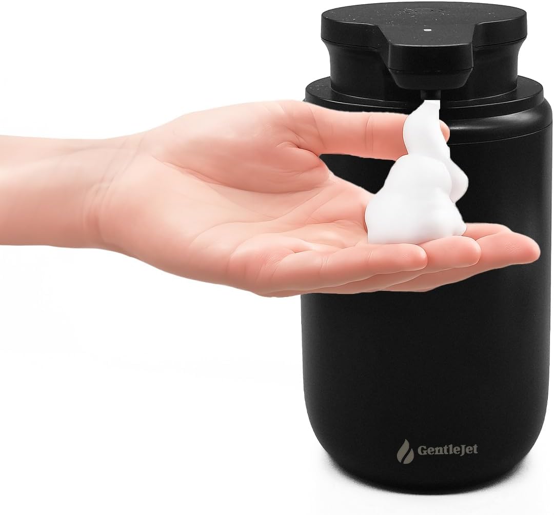 SimpleFoam Automatic Foaming Soap Dispenser - Rechargeable Automatic Soap Dispenser Touchless for Bathroom, Dual Foam Levels, Auto-Clean Mode (SimpleFoam - Black, Foam)
