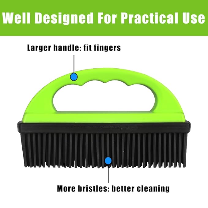 Pet Hair Remover Rubber Brush, Bath Brush for Dogs & Cats, Reusable Lint Roller, Furniture & Car Hair Removal Brush, Effective for Carpets, Couches, and Clothes