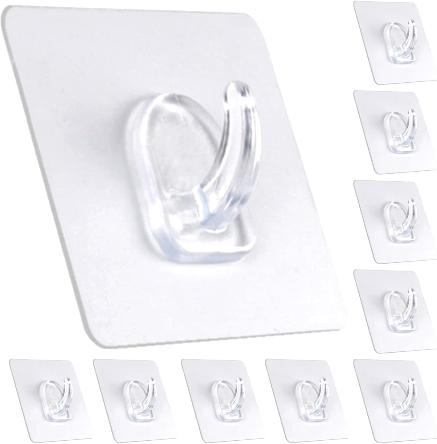 Adhesive Hooks, Heavy Duty Utility Hooks 20 lb(Max) Waterproof and Oilproof Removable, 20 Pack Seamless Hooks Reusable Wall Hook for Kitchen Bathroom Bedroom Office
