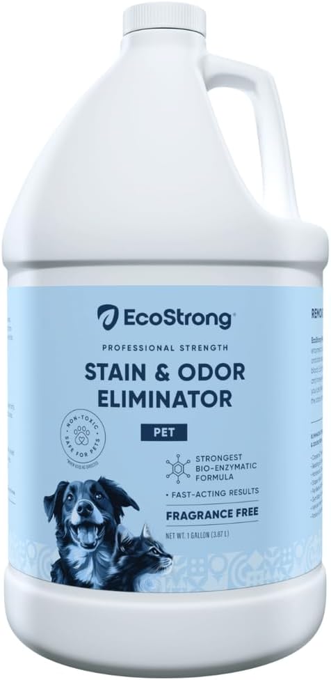 Eco Strong Pet Stain and Odor Remover - Cat Urine Enzyme Cleaner, Urine Destroyer for Dogs, Pet Urine Enzyme Cleaner [All New Fragrance Free] - 128oz