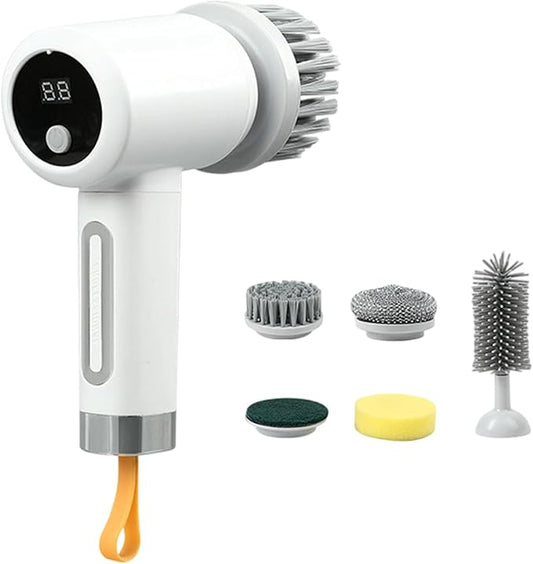 Electric Scrubber - 3-Level Adjustable Home Supplies with 5 Brush Heads | Bathroom Cleaning Brush | for Bathtub Tile Grout Floor Toilet Kitchen Wall Home Household Apartment Car Baseboard Washing