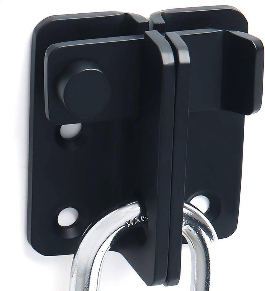 Alise Flip Latch Gate Latch,Black Shed Door Latch Barn Door Lock Shed Lock Shed Latch,Stainless Steel Locking Latches for Shed Barn Fence Chicken Dog Cage Window Cabinet Backyard Garage Doors,L-Size