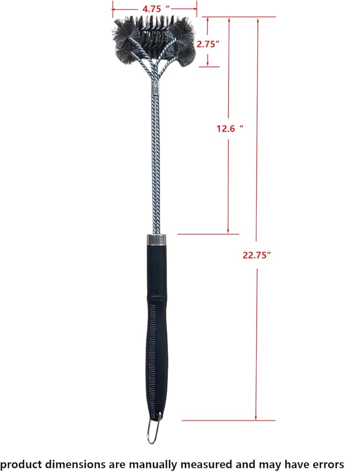 SUNRISE Fryer Brush with Long Handle (Stainless Steel with Plastic Handle, Double Brush)