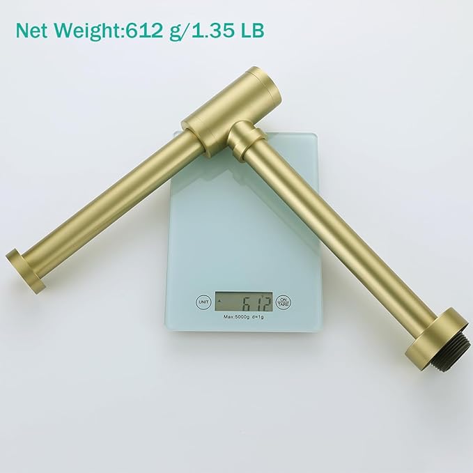 Brass Round Bottle P-Trap 1 1/4, Adjustable Basin Sink Waste Drain Trap Kit, Brushed Gold P Trap