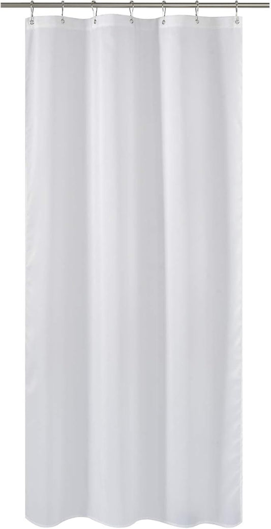 N&Y HOME Fabric Shower Curtain Liner Long Stall Size 42 Width x 78 Length inches, Hotel Quality, Washable, White, 42x78