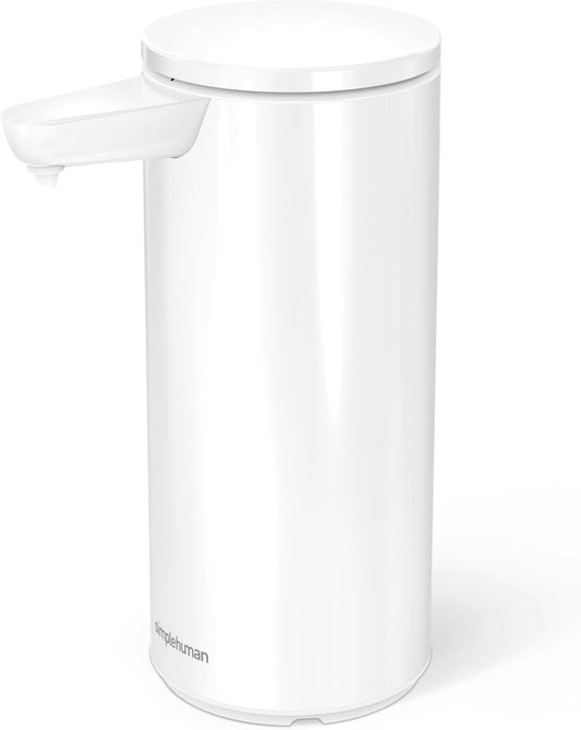 simplehuman 9 oz. Touch-Free Automatic Rechargeable Sensor Pump, White Stainless Steel, New