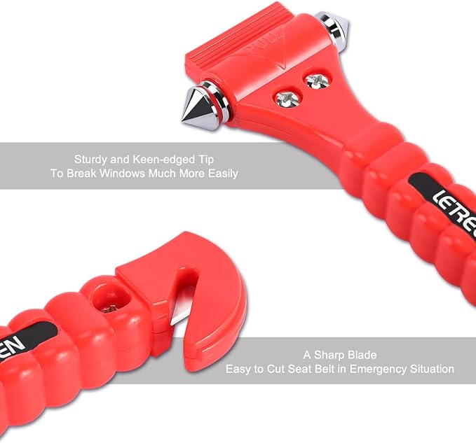4 PCS Car Window Breaker, 2-in-1 Window Breaker Seatbelt Cutter, Glass Breaker Car Safety Hammers, Auto Car Escape Tool, Emergency Glass Hammer, Window Punch Breaker Tool