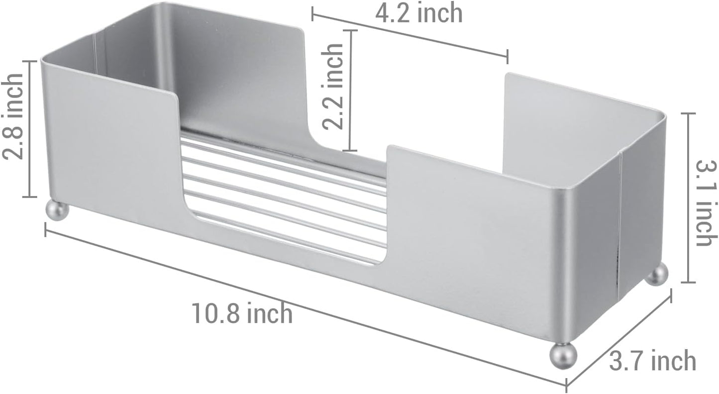 MyGift Metal Tabletop Folded Hand Towel Holder, Modern Silver Tone Commercial Countertop Tissue Dispenser Tray for Trifold, C-Fold and Z-Fold Towels, Set of 2