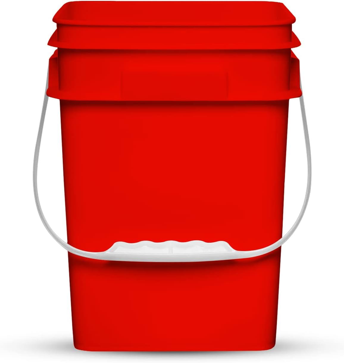 House Naturals 4 Gallon Square Food Grade Bucket Pail with Plastic Handles and Lid (Pack of 3) Made in USA containers (RED-White Lids)