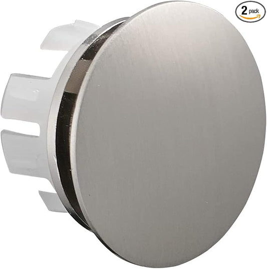 2 Pcs Bathroom Sink Overflow Cover Brushed Nickel Brass Basin Vanity Ceramic Kitchen Trim Replacement Round Caps Dual Layer Insert