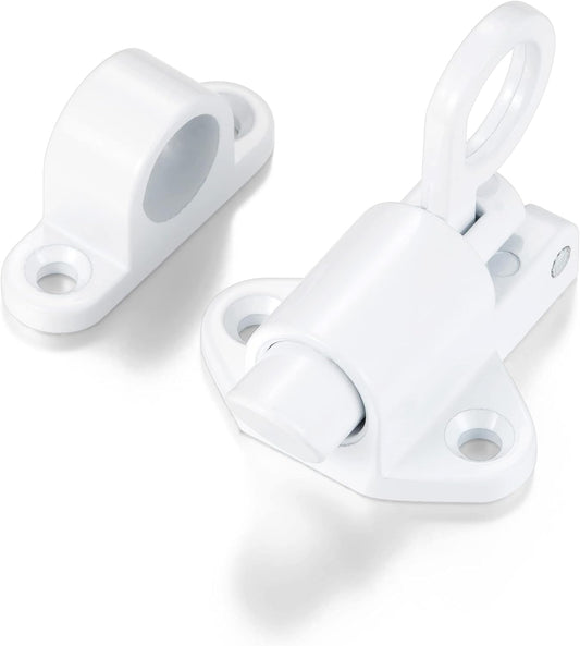 2 Packs Self-Closing Latches，White Spring Door Lock，Resilient Bolt Latch Aluminum Alloy Safety Automatic Spring Barrel Slide Door Lock with Screws,Used for Gate,Window and Cabinet etc