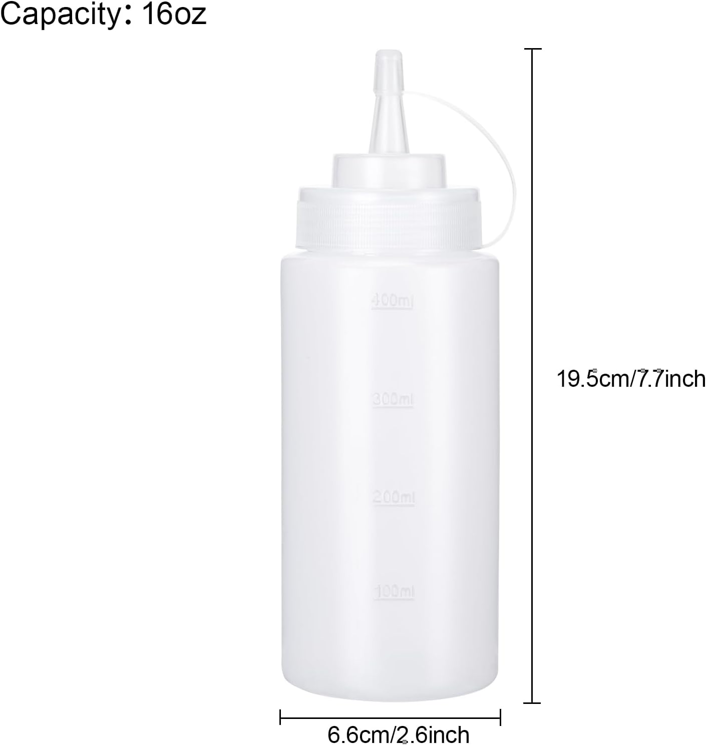 Condiment Squeeze Bottles Ketchup Dispenser, 4 Pack 16oz Squeeze Bottles for Liquids, Plastic Sauce Bottle with Cap Lid, Squirt Bottles for Sauces Liquids BBQ Dressing Pancake Art