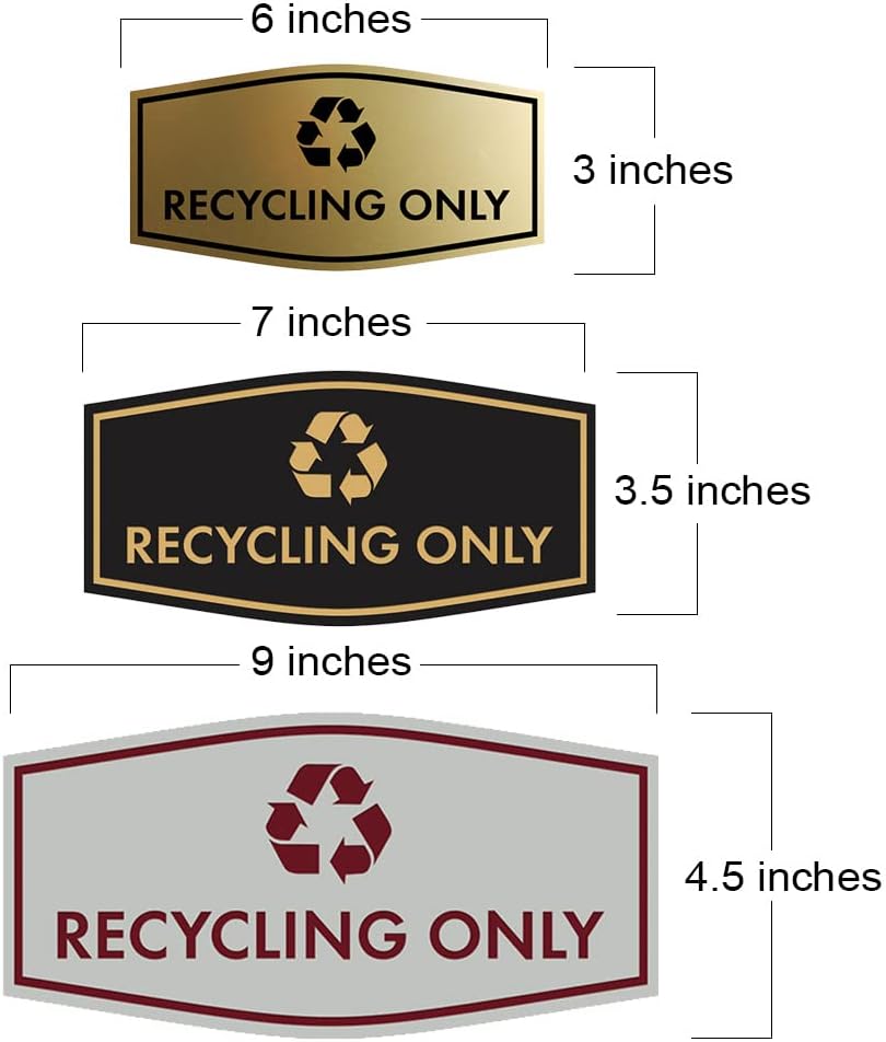 Fancy Recycling Only Sign (Blue) - Small