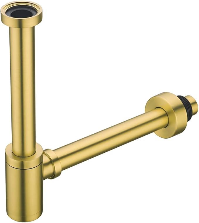 Brass Round Bottle P-Trap 1 1/4, Adjustable Basin Sink Waste Drain Trap Kit, Champagne Bronze P Trap,SE83888CB-L