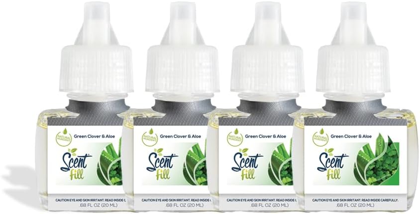 Scent Fill Green Clover & Aloe Plug in Air Freshener, 4 Scented Oil Refills