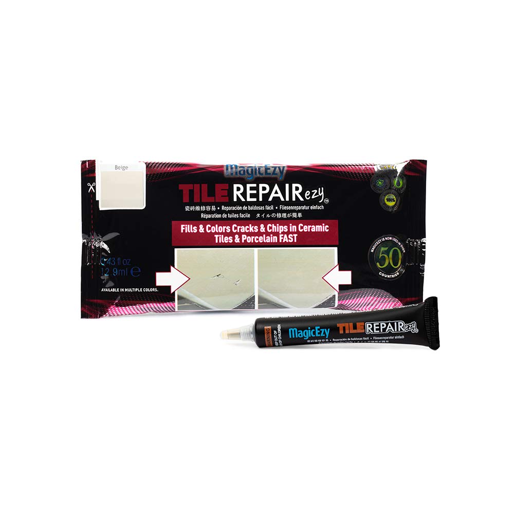 MagicEzy Tile RepairEzy (Beige) - Porcelain Repair Kit - Strong Chip Repair Filler for Tile, Sink Repair, Vase, Dinnerware
