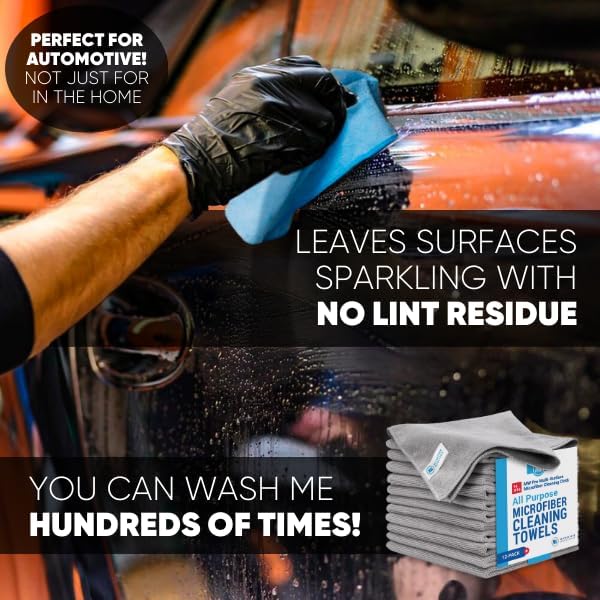 MW Pro Microfiber Cleaning Cloth | Gray | 36 Pack | 16” x 16” | All Purpose Microfiber Towels - Clean, Dust, Polish, Scrub, Absorbent