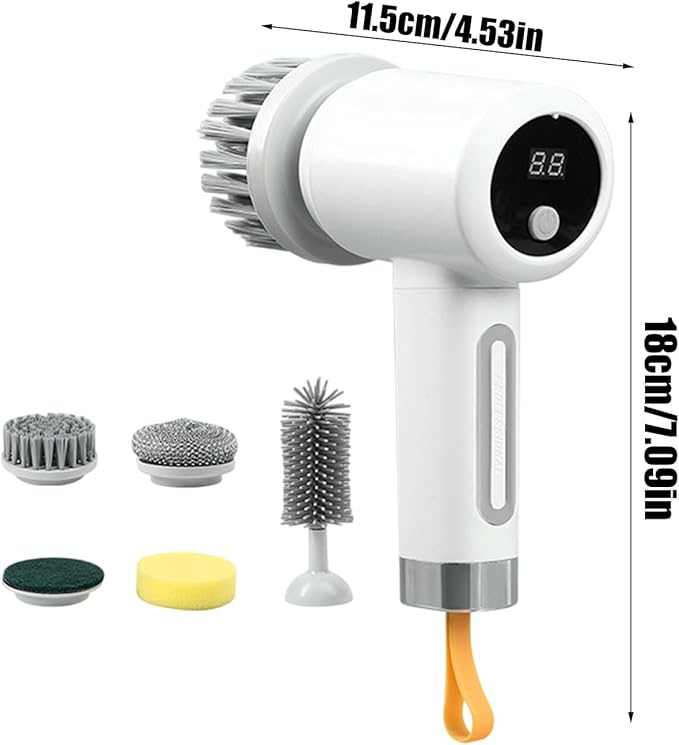 Electric Scrubber - 3-Level Adjustable Home Supplies with 5 Brush Heads | Bathroom Cleaning Brush | for Bathtub Tile Grout Floor Toilet Kitchen Wall Home Household Apartment Car Baseboard Washing