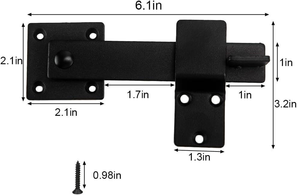 2 Pack Flip Gate Latch Lock 6'' Adjustable Barn Door Lock Hardware Safety Rustic Gate Lock for Ourdoor Wooden Fence, Cabinet, Shed, Sliding Doors