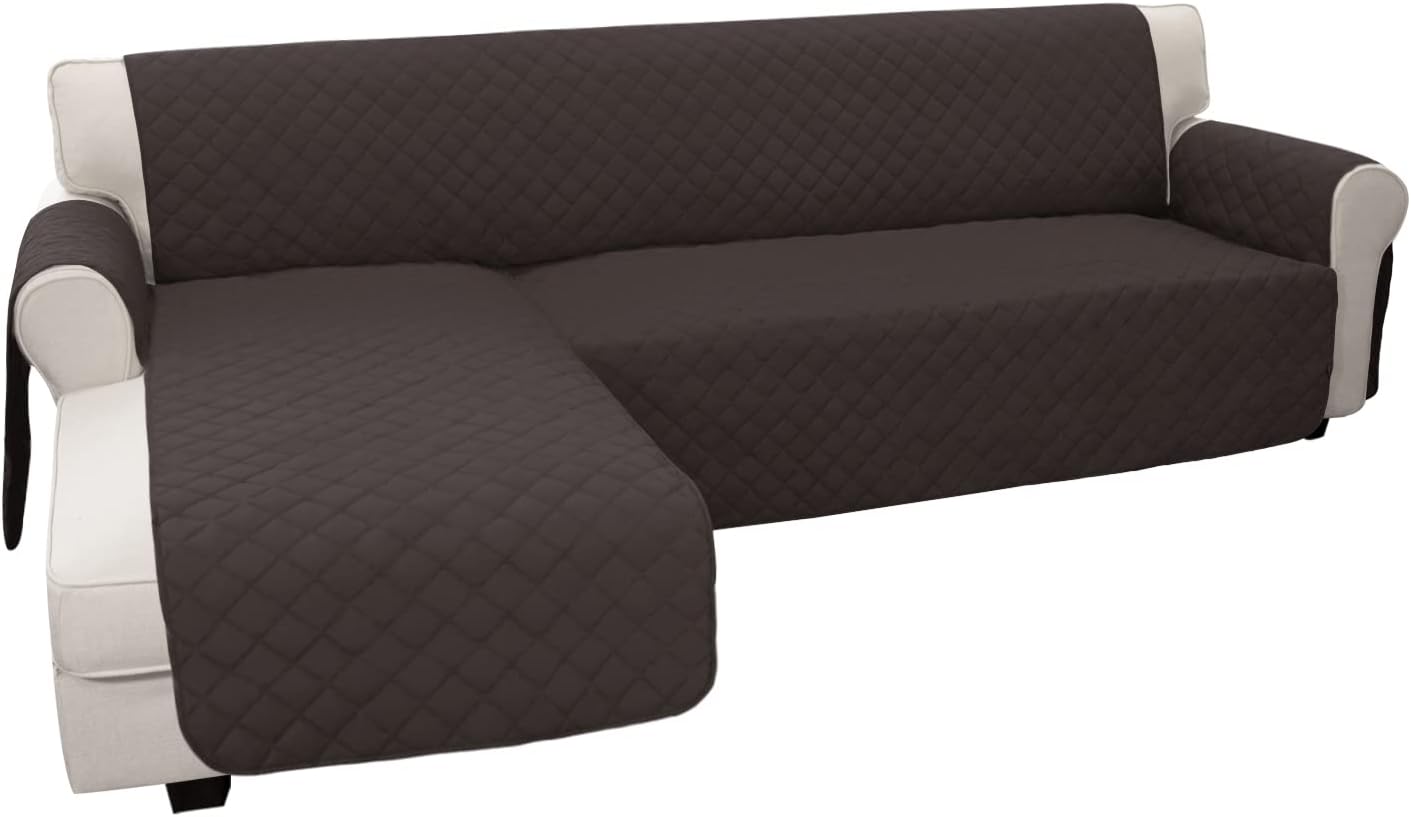 Easy-Going L Shape Sofa Slipcover - Reversible Sofa Cover for Pets & Furniture Protection (Large, Chocolate/Chocolate)