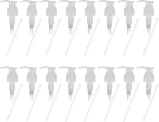 uxcell 16 Pcs Soap Dispenser Pump Heads Soap Dispensers Top Pumps Replacement Switch Pumphead for Standard 24/418 Neck Size Lotion Shampoo Bottle, Transparent