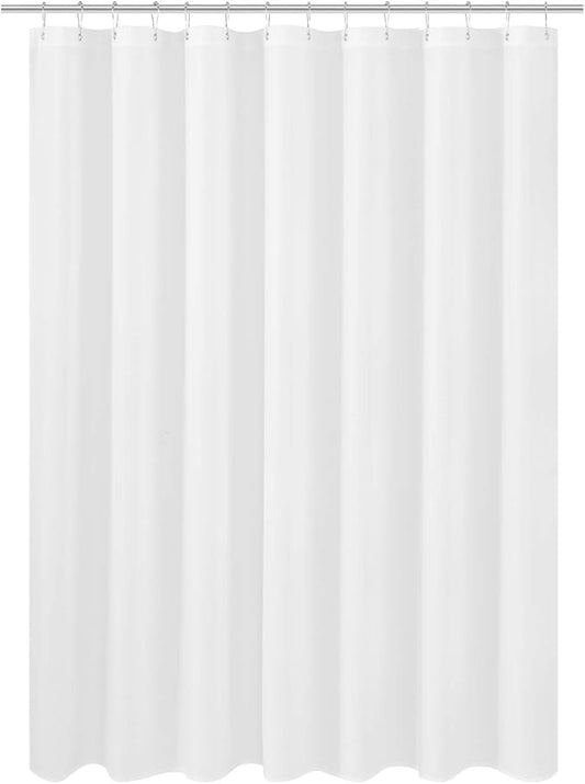 N&Y HOME Large Fabric Shower Curtain Liner 84 x 78 inches, Hotel Quality, Washable, Water Repellent, White Bathroom Curtains with Grommets, 84x78