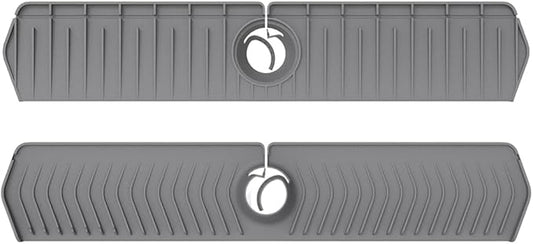 Kitchen Sink Faucet Mat, 2025 New Foldable Faucet Mat for Kitchen Sink, 30in Silicone Faucet Guard & Draining Mat Keep Countertops Dry Splash Guard (Gray, 30in)