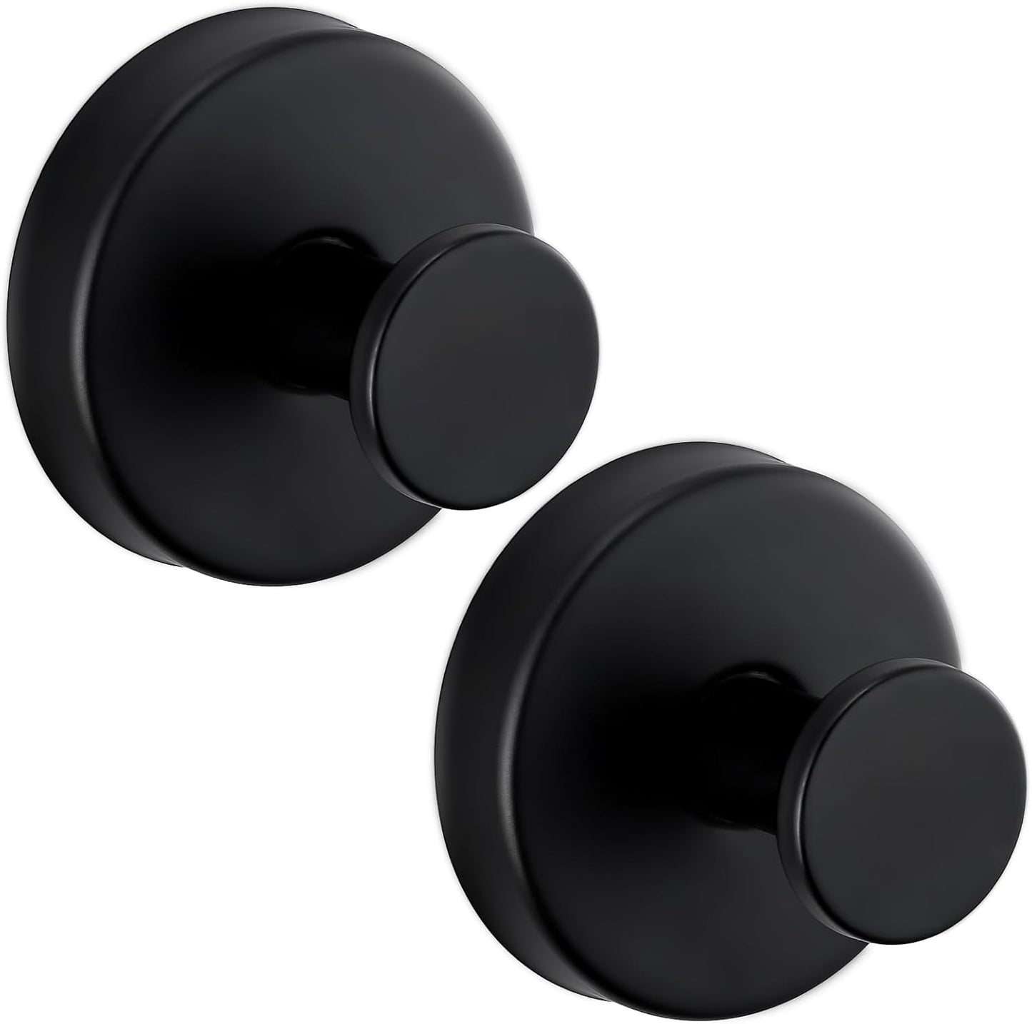 Reusable Heavy Duty Suction Cup Hooks for Kitchen/Bathroom/Shower - Wet-Proof Hooks for Towels, Robes, Loofah&Wreaths/No Drill Mounting on Glass, Tile, Metal (2, Matte Black)