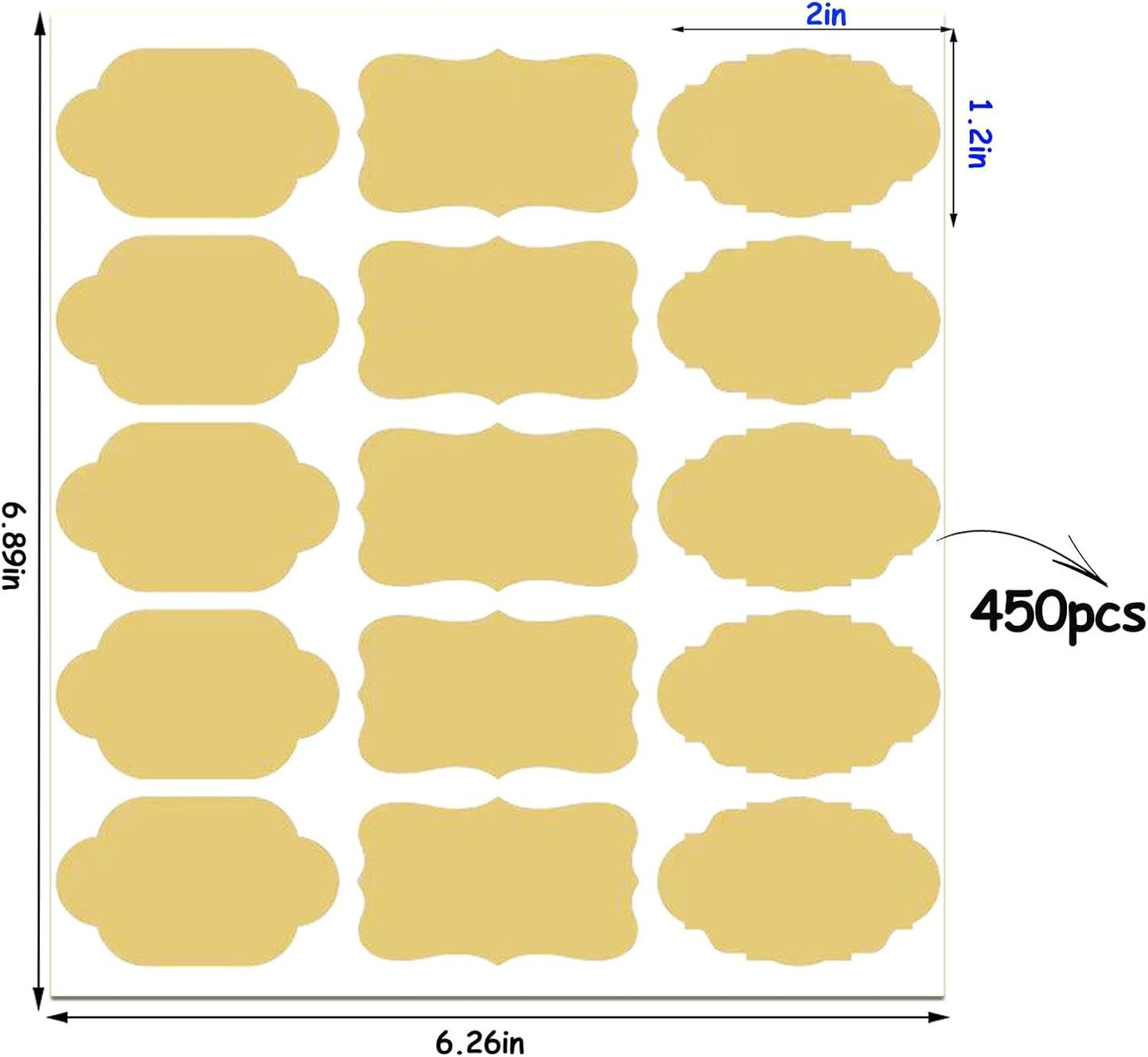 450pcs Label Stickers, Gift Tag Stickers, Name Tags, Self-Adhesive Writable All-Purpose Labels for Mason Jars, Canning, Bottles, Binders School Office Supplies
