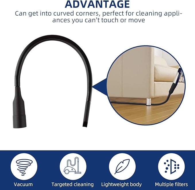 25" Flexible Vacuum Crevice Attachment Tool Vacuum Vacuum Attachment for Vacuum Hoses All 1-1/4" or 1-3/8" (32mm - 35mm) Vacuum Accessories Vacuum Flat Slot Nozzle Interface