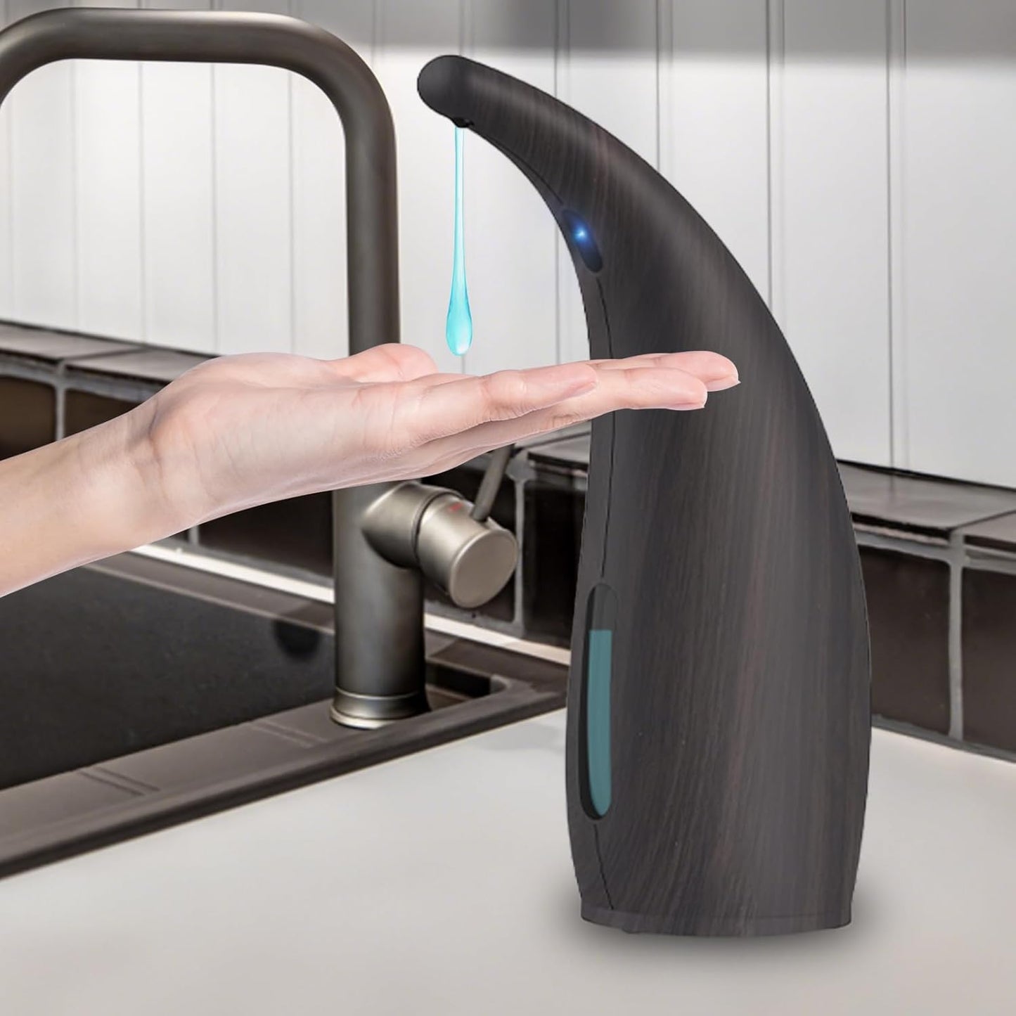 Automatic Soap Dispenser Touchless,400ML Hand & Dish Countertop Electric Liquid Dispenser with Sensor,Modern 4 Gear Adjustable Waterproof Battery Operated Kitchen Auto Soap Pump