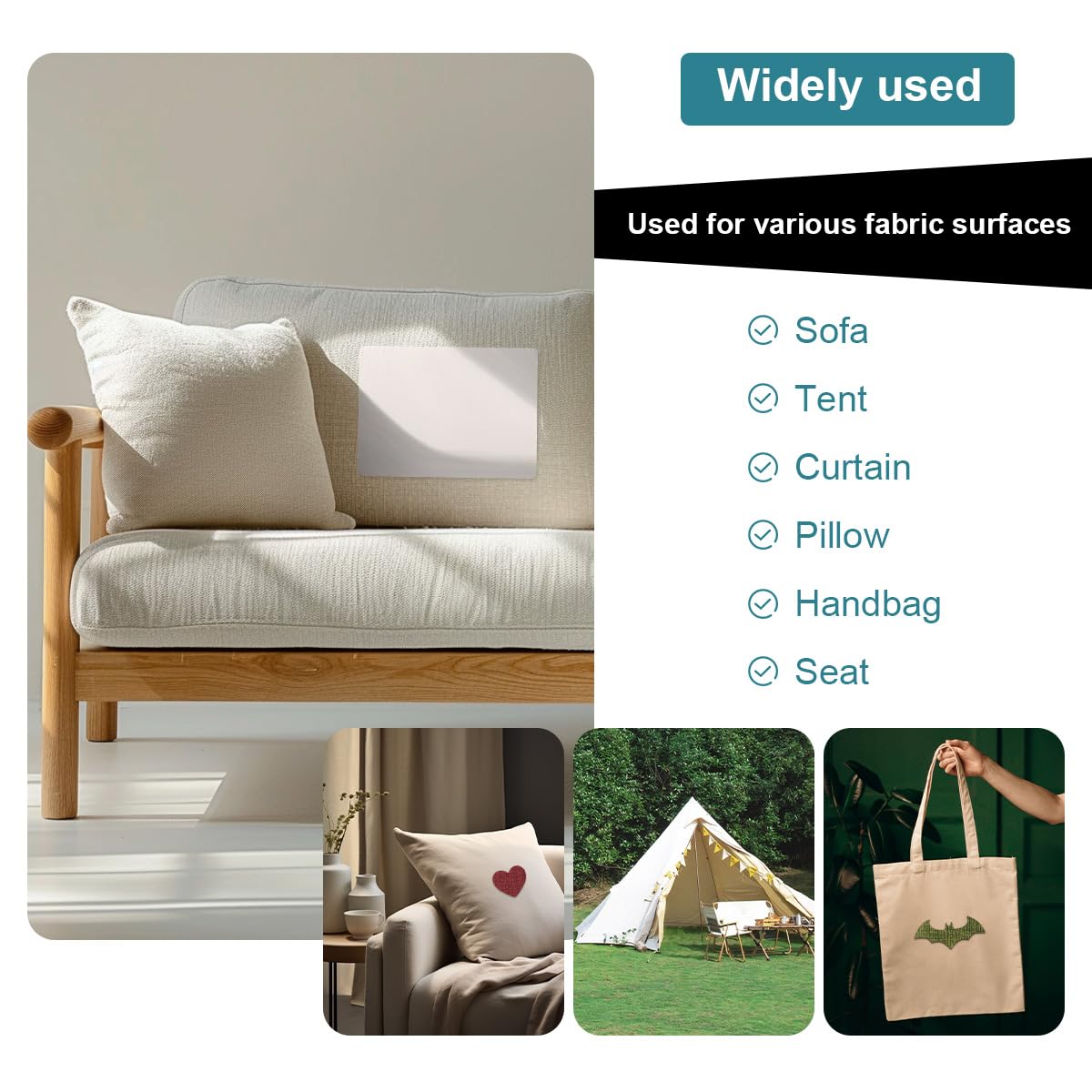 J.CARP 2Pcs Linen Repair Patches, Large Self-Adhesive Fabric Patch for Sofas, Couch, Furniture, Car Seats (8 * 11 inches-2PCS Floral Beige)