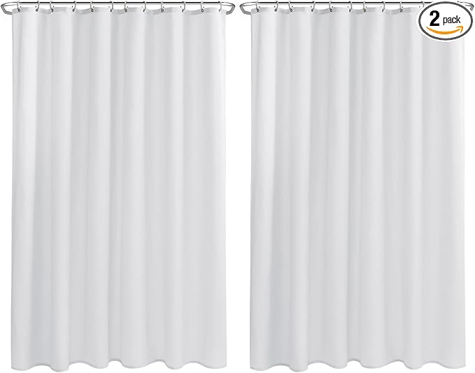 Nasitos Long Fabric Shower Curtain Liners 2 Pack - W72 x H78 - Water Resistant & Lightweight Cloth Shower Curtains for Bath Tub, Soft Hotel Quality, Machine Washable (White, 4 Magnets Included)
