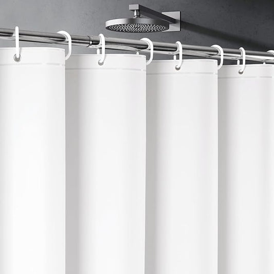UFRIDAY White Shower Curtain Liner Premium PEVA, Shower Curtain with 3 Magnets, Metal Grommets, White, Standard Size 60x72 inch