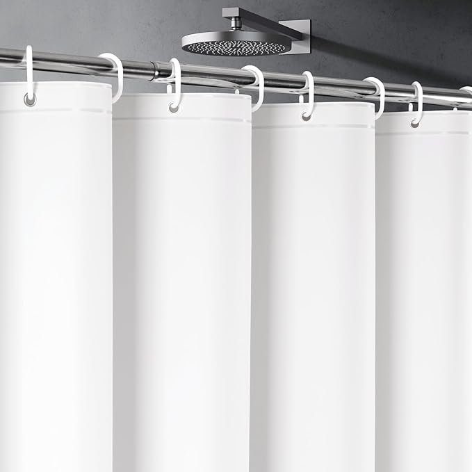 UFRIDAY White Shower Curtain Liner Premium PEVA 72 x72 inch,Heavy Duty Shower Curtain with 3 Weighted Magnets, Plastic Waterproof Bath Curtains with 12 Hooks